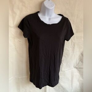 LOFT Black Short Sleeve Crewneck Tee